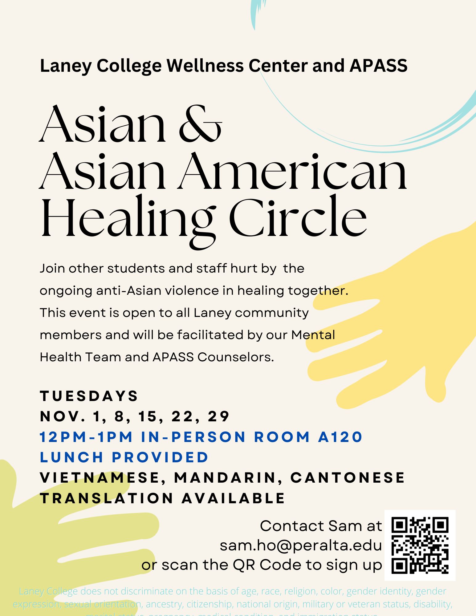 Asian Asian American Healing Circle Tuesdays in Nov Laney